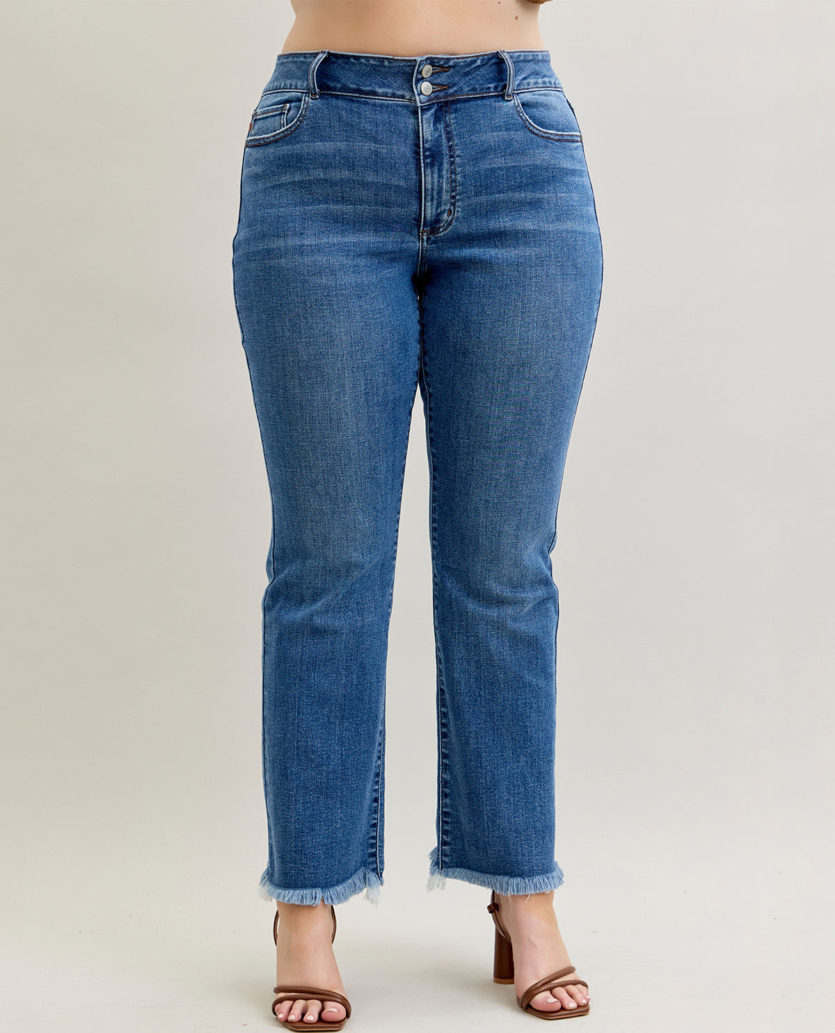 Judy Blue Plus Bootcut Frayed Hem Jeans