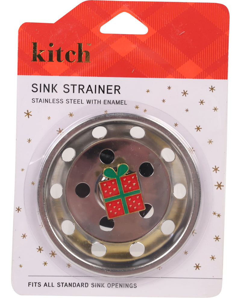 Sink strainer with decorative gift design on packaging, featuring the brand 'kitch'.