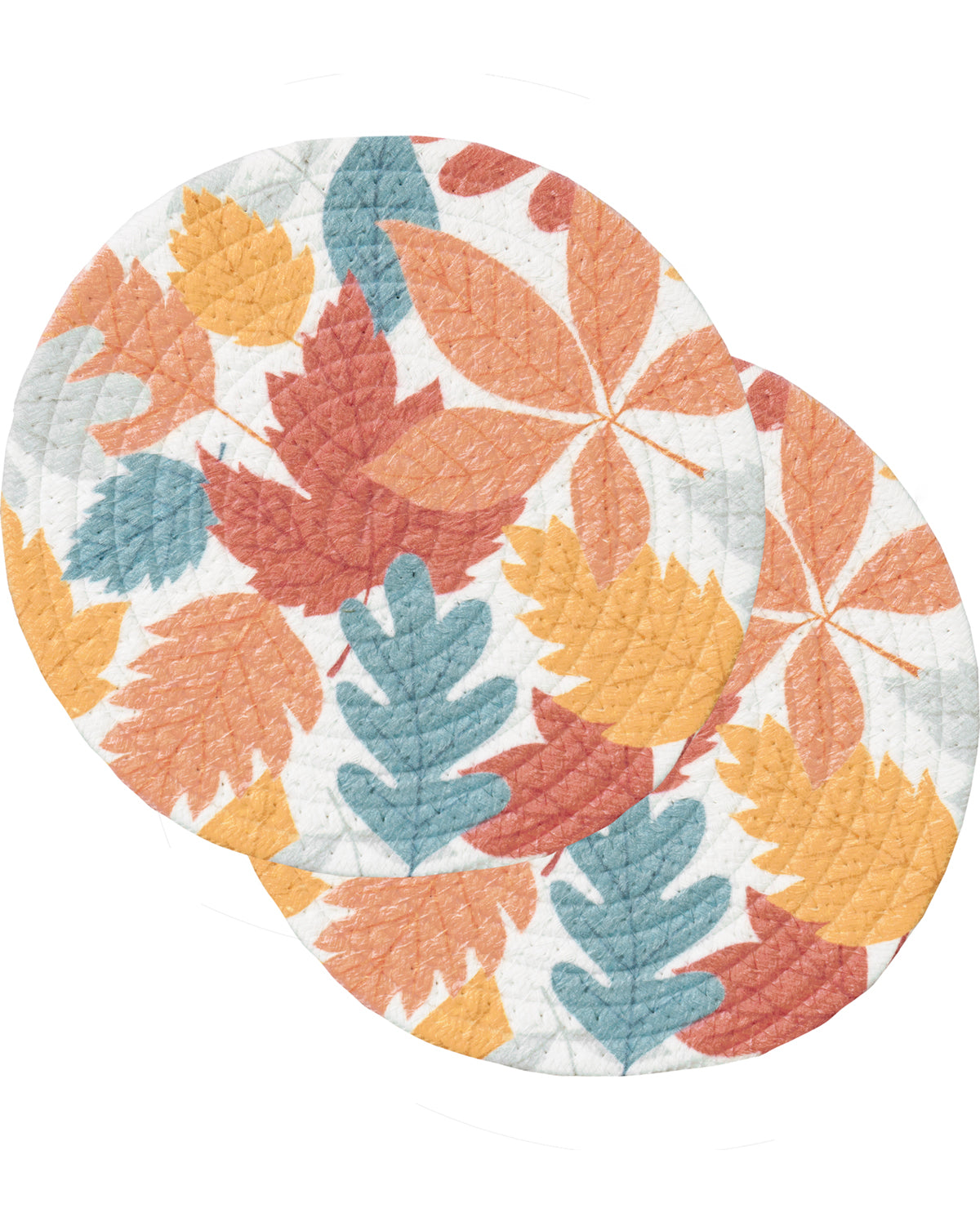 Layered Leaves Fabric Trivet Set