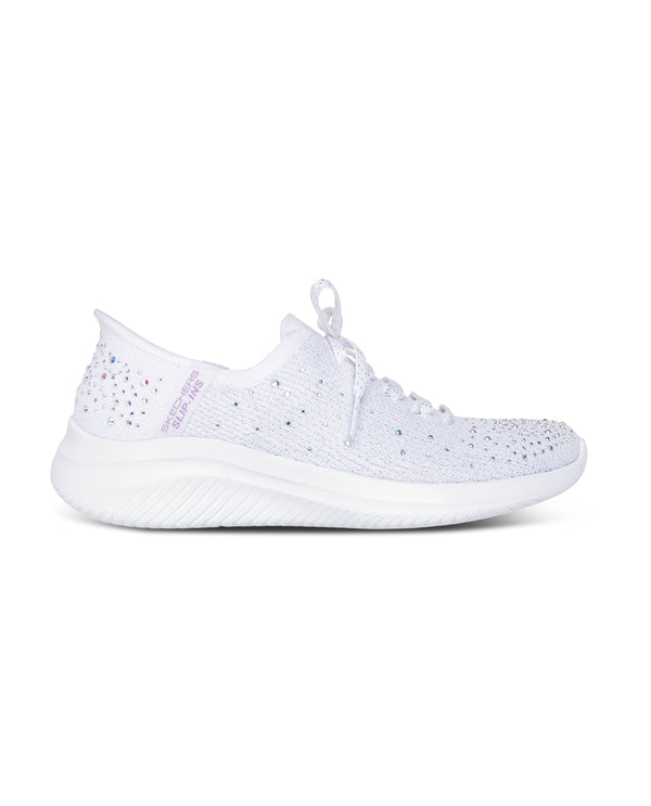 White sneaker with subtle pattern on a white background
