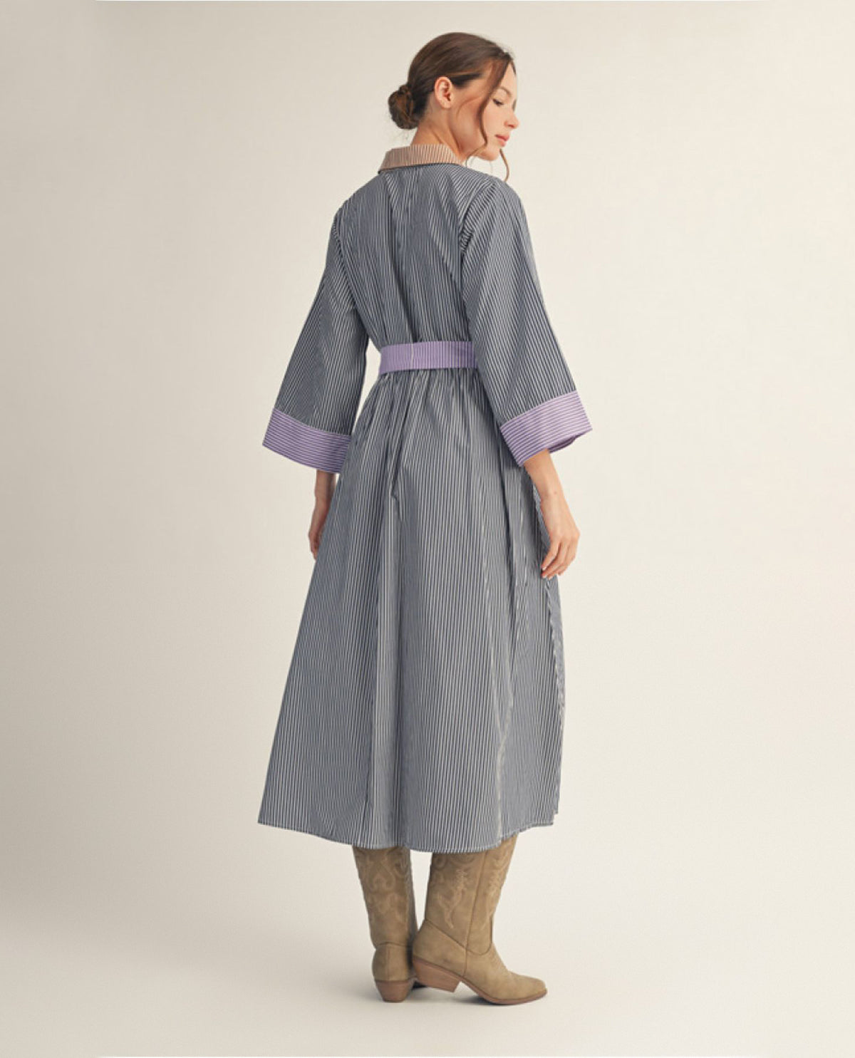 Jodifl Mix Striped Tie Waist Dress