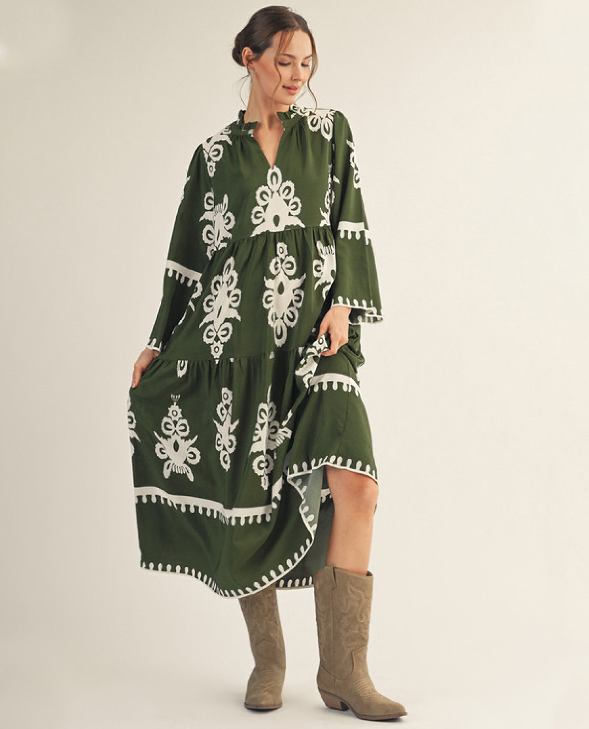 Jodifl Print Dress with Split Neck