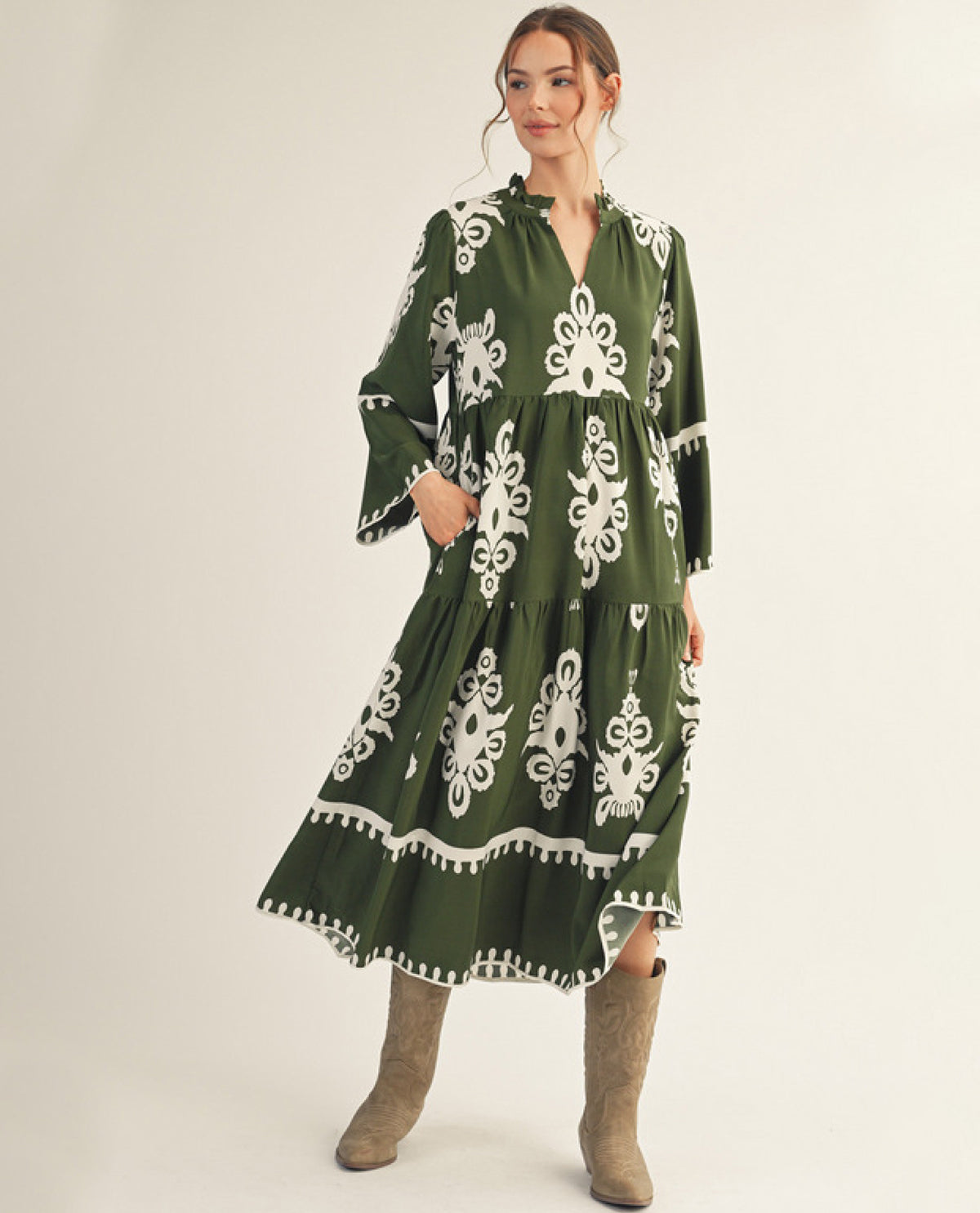 Jodifl Print Dress with Split Neck