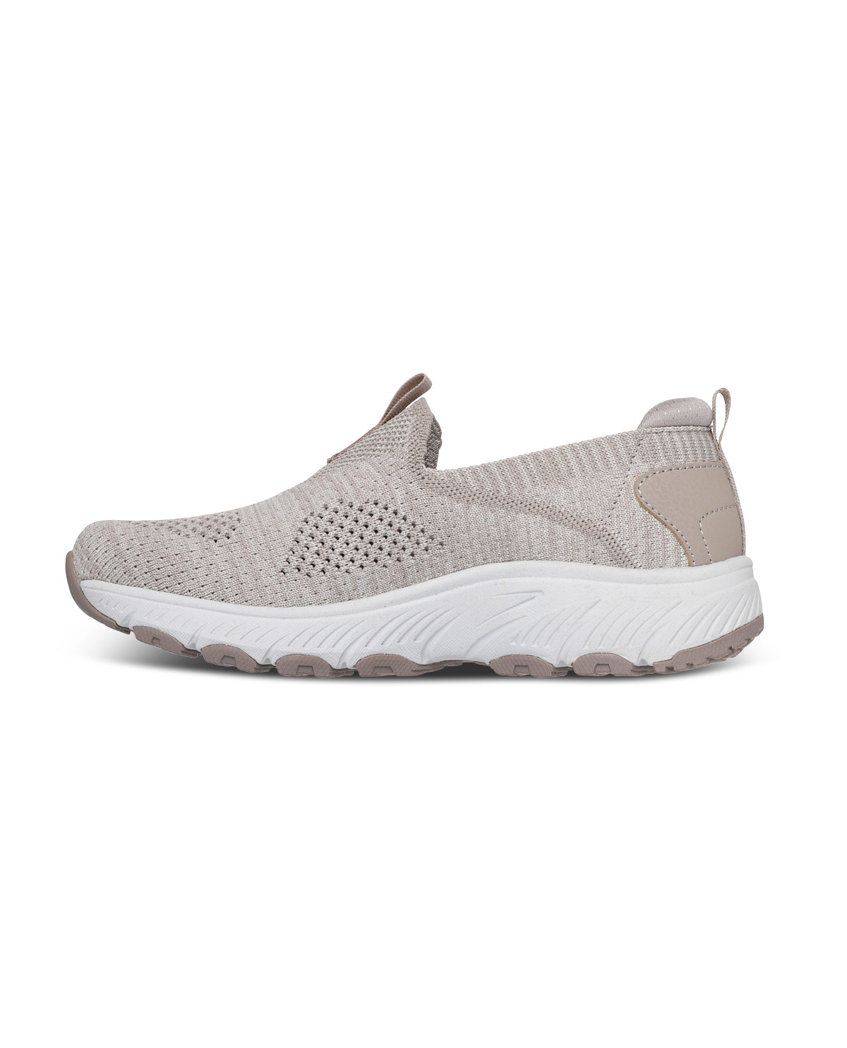 Natural slip-on sneaker with white sole on a white background