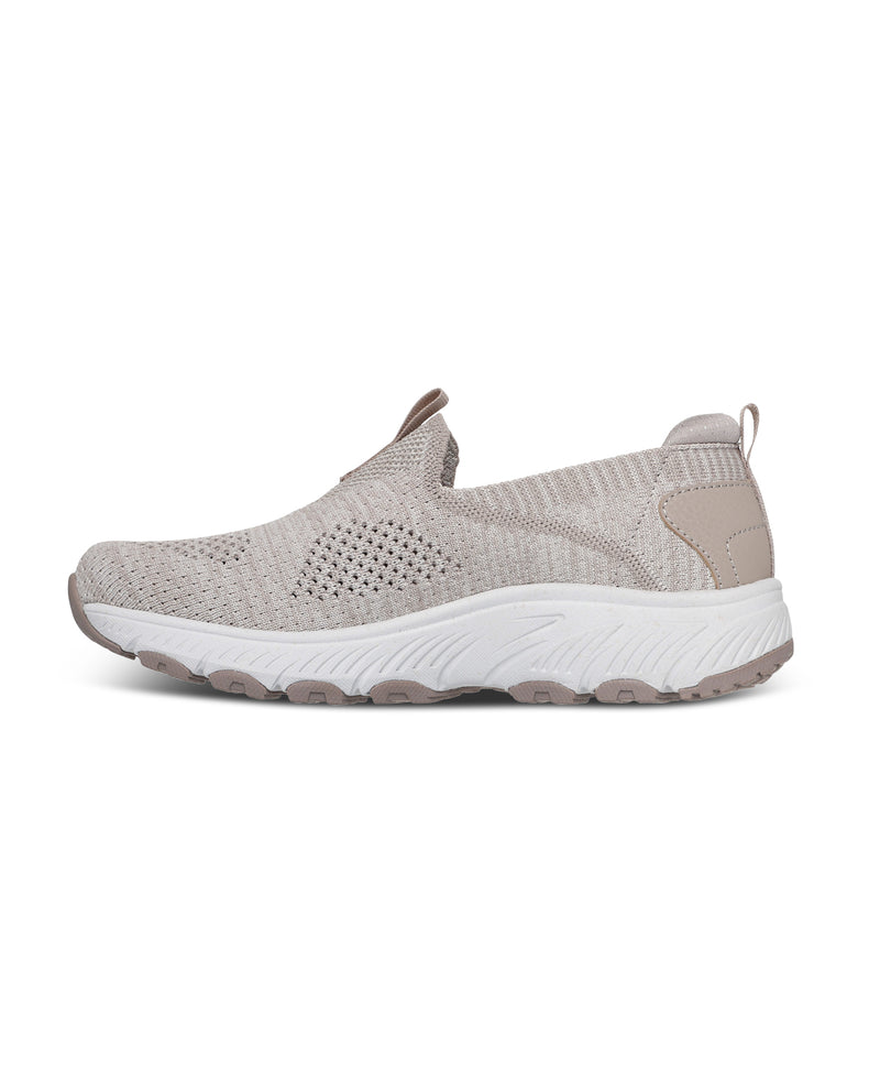 Natural slip-on sneaker with white sole on a white background