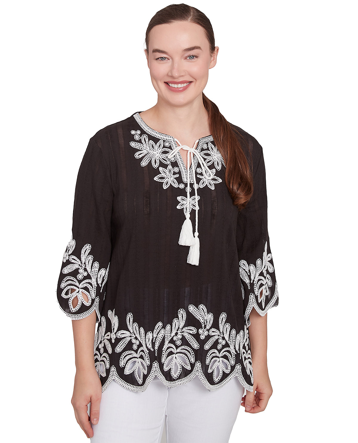 Ruby Road Bali Bliss Gauze Woven Top Black