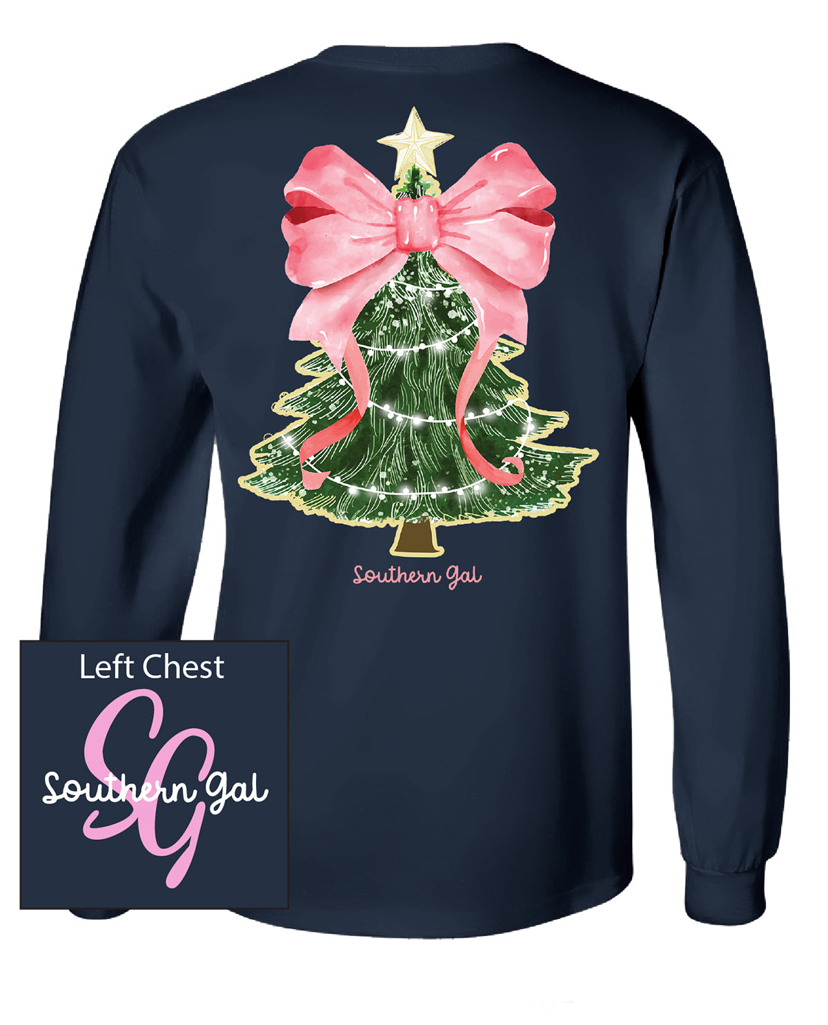Southern Gal Missy Tree Light Long Sleeve Screen Tee