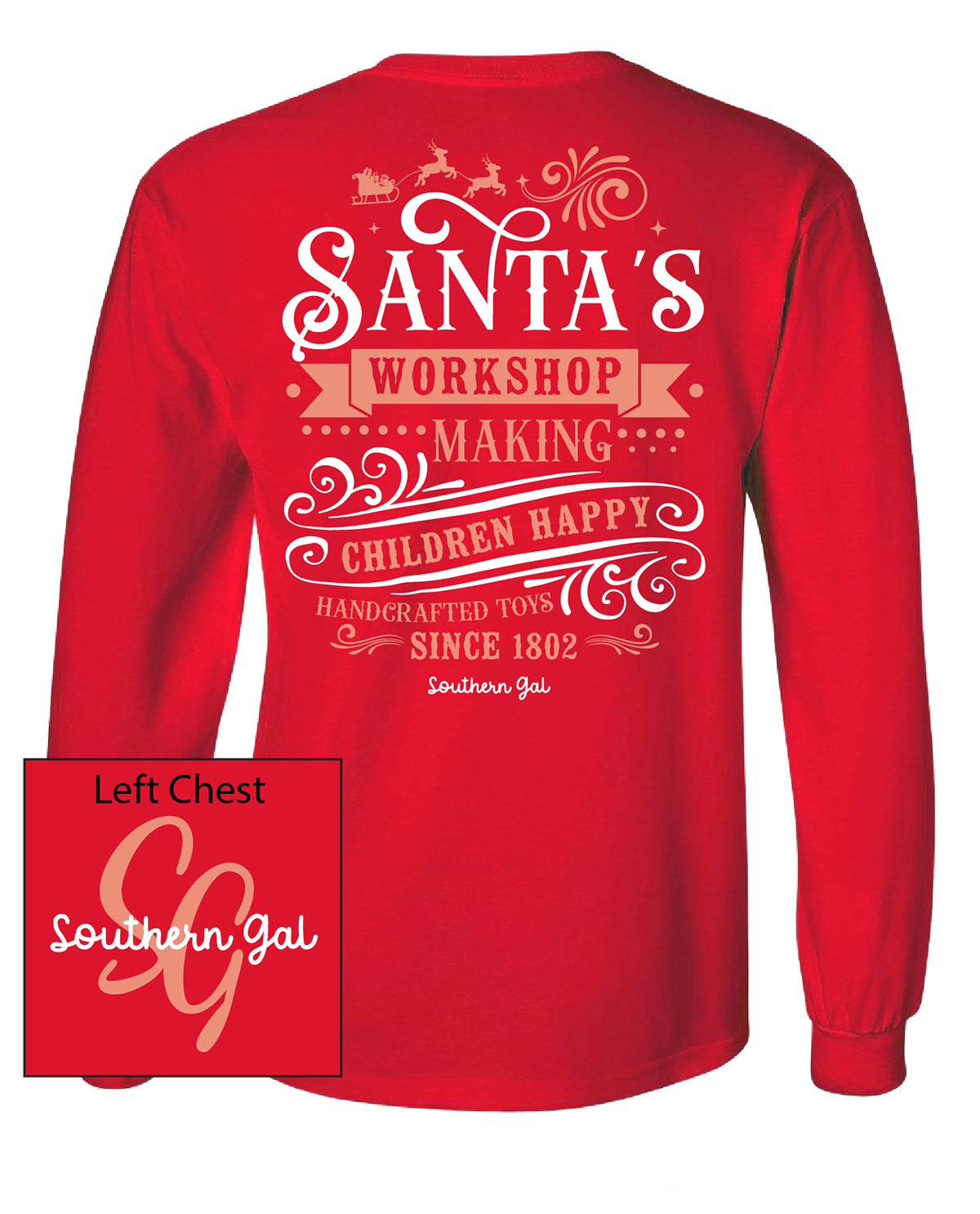 Southern Gal Santa's Workshop Long Sleeve Screen Tee