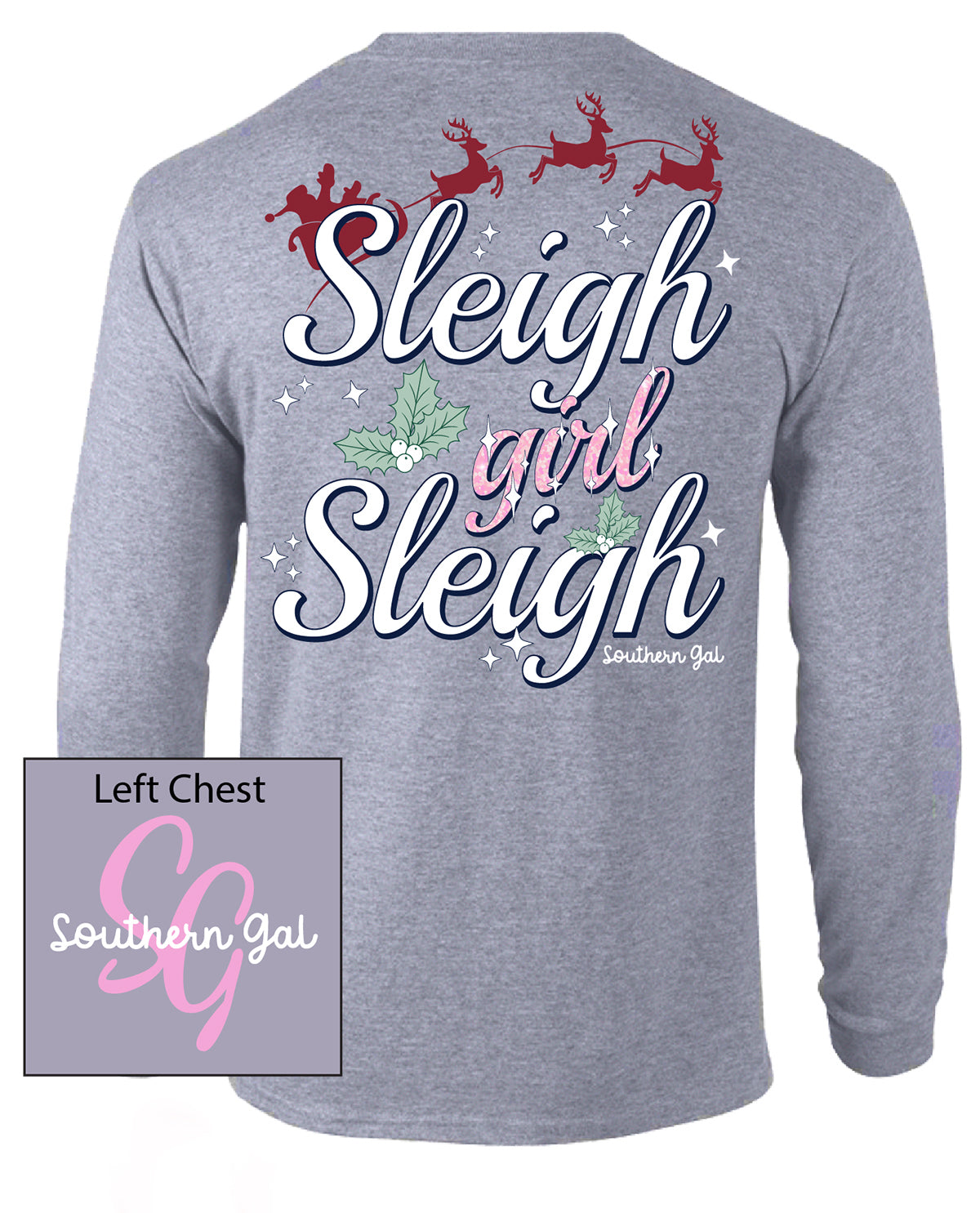 Southern Gal Sleigh Girl Long Sleeve Screen Tee