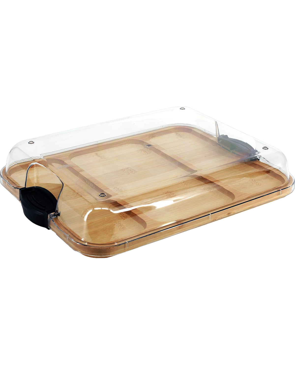 3 Section Bamboo Serving Tray With Lid