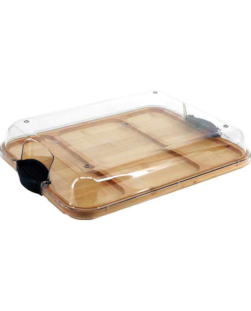 3 Section Bamboo Serving Tray With Lid