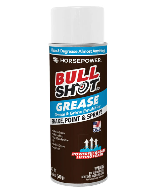 Horsepower Bull Shot Grease and Grime Emulsifier can on a white background