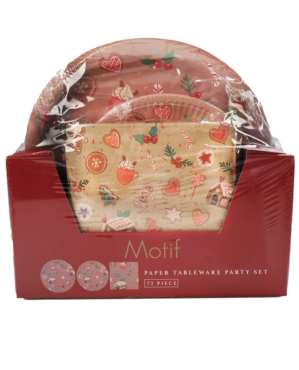 Motif Gingerbread Plates & Napkins Party Set
