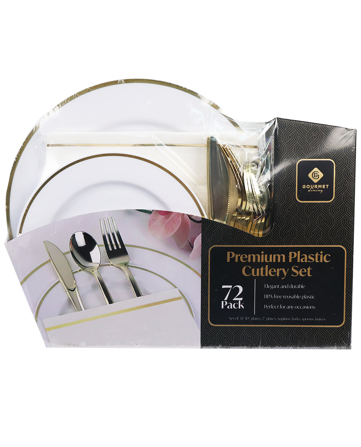 Premium Plastic Cutlery Set - Gold, 72pk