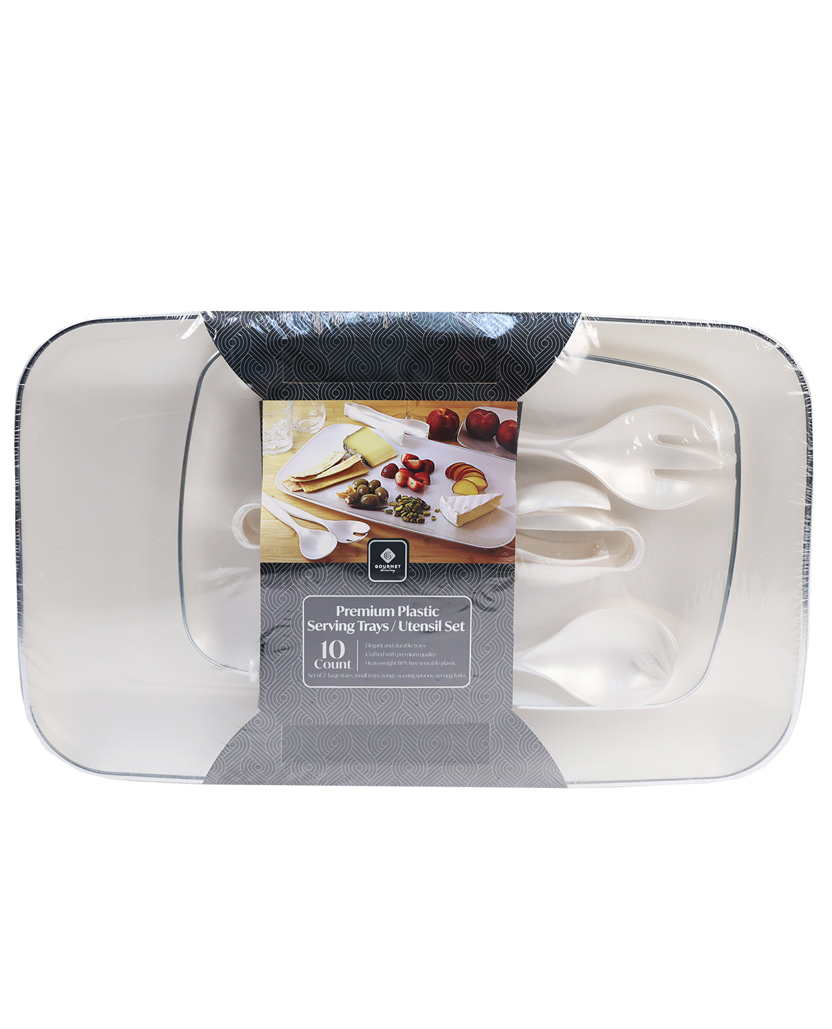 Silver Edge Pearl Serving Trays & Utensil Set