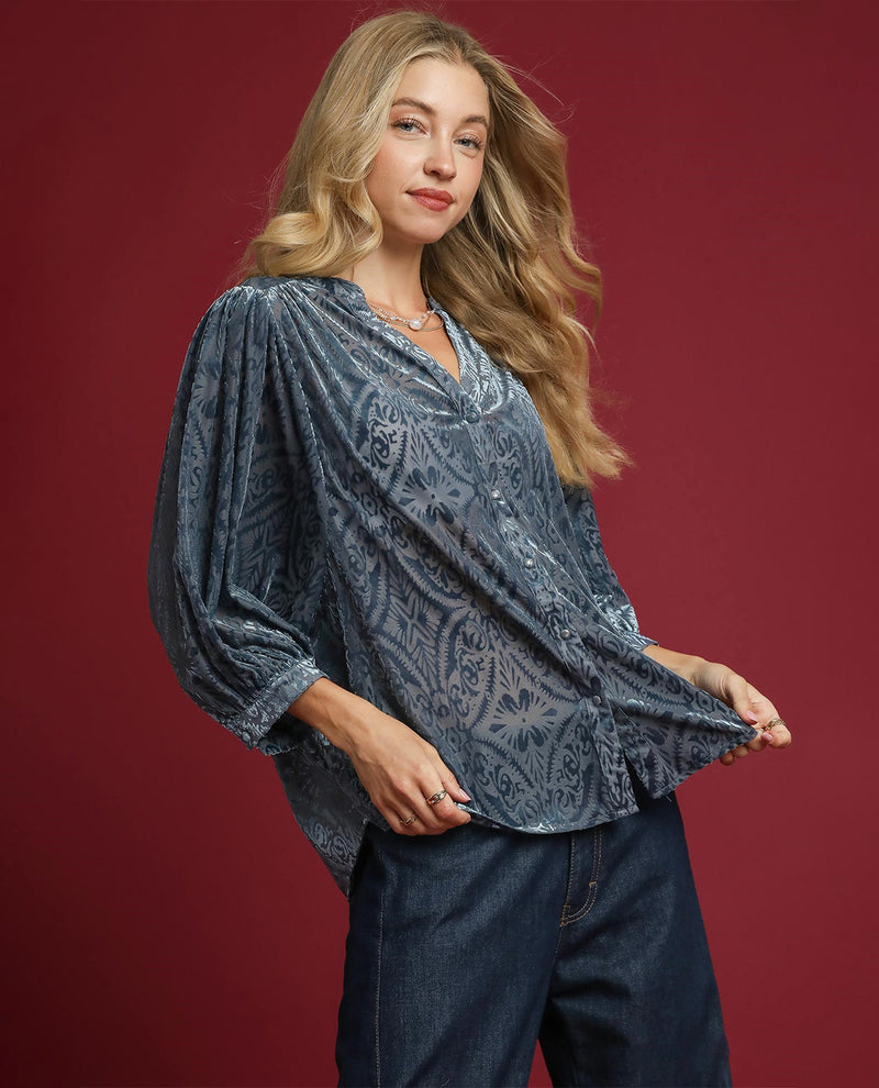 Umgee Velvet Burnout Top