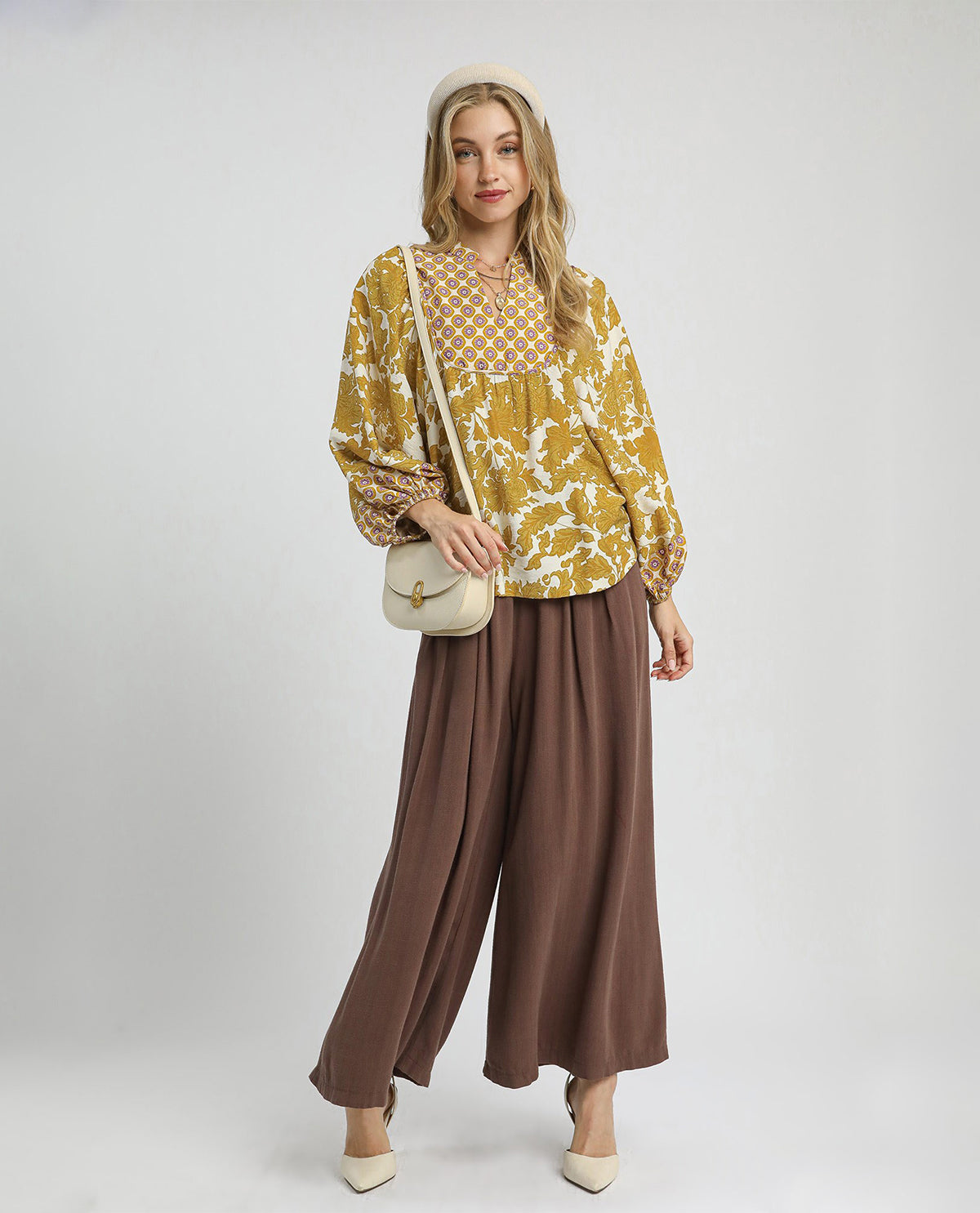 Mustard Abstract Print Top