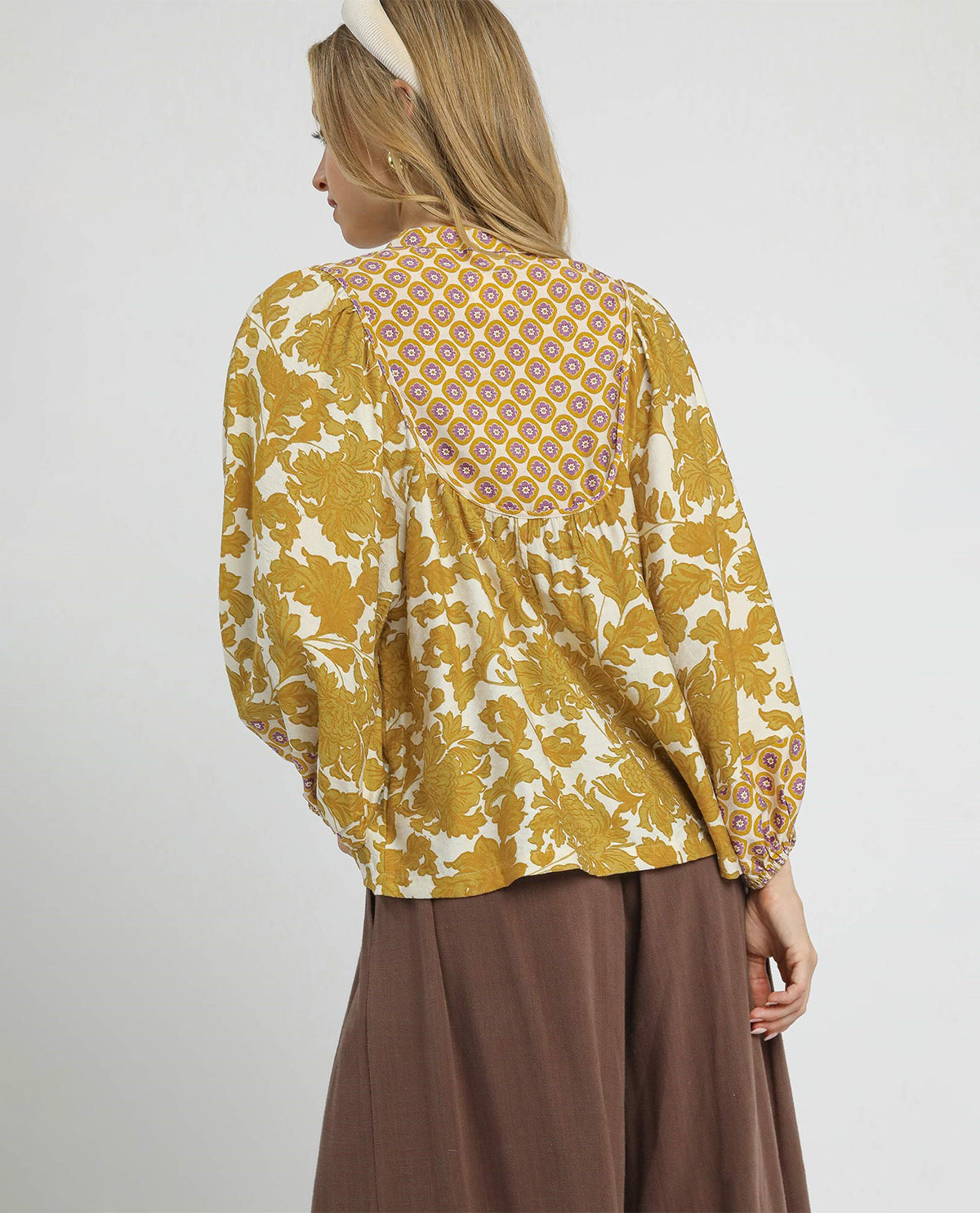 Mustard Abstract Print Top