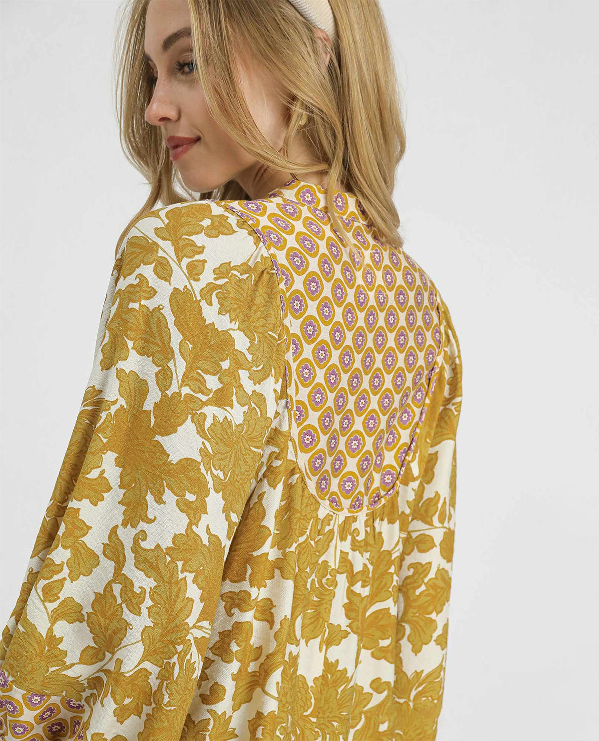 Mustard Abstract Print Top