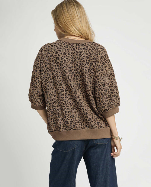 Umgee Animal Knit Top Mushroom