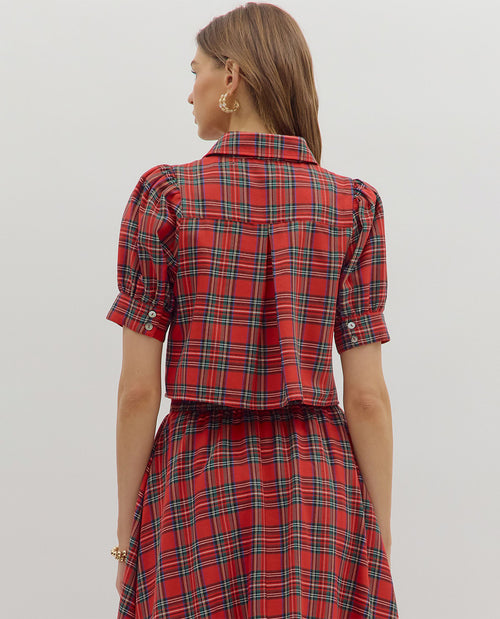Entro Tartan Plaid Top Red