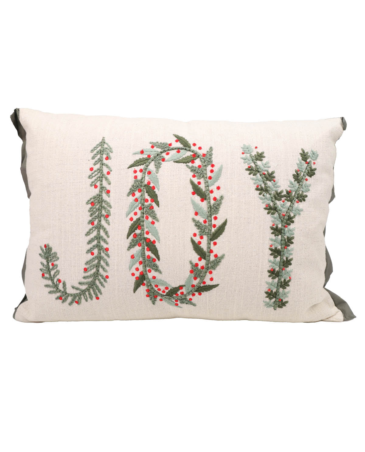 Embroidered Joy 14x20 Throw Pillow