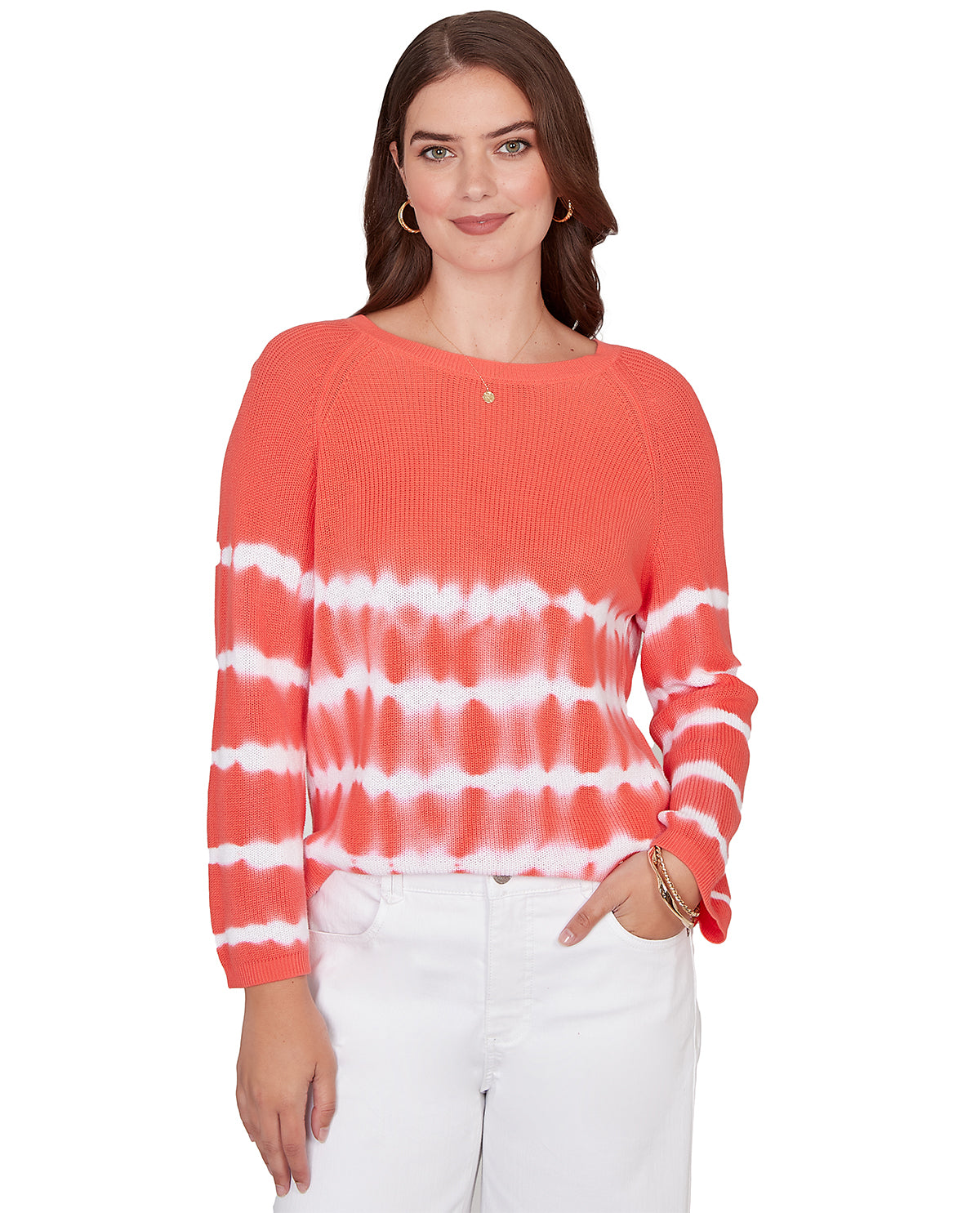 Ruby Road 3/4 Sleeve Tie Dye Sweater