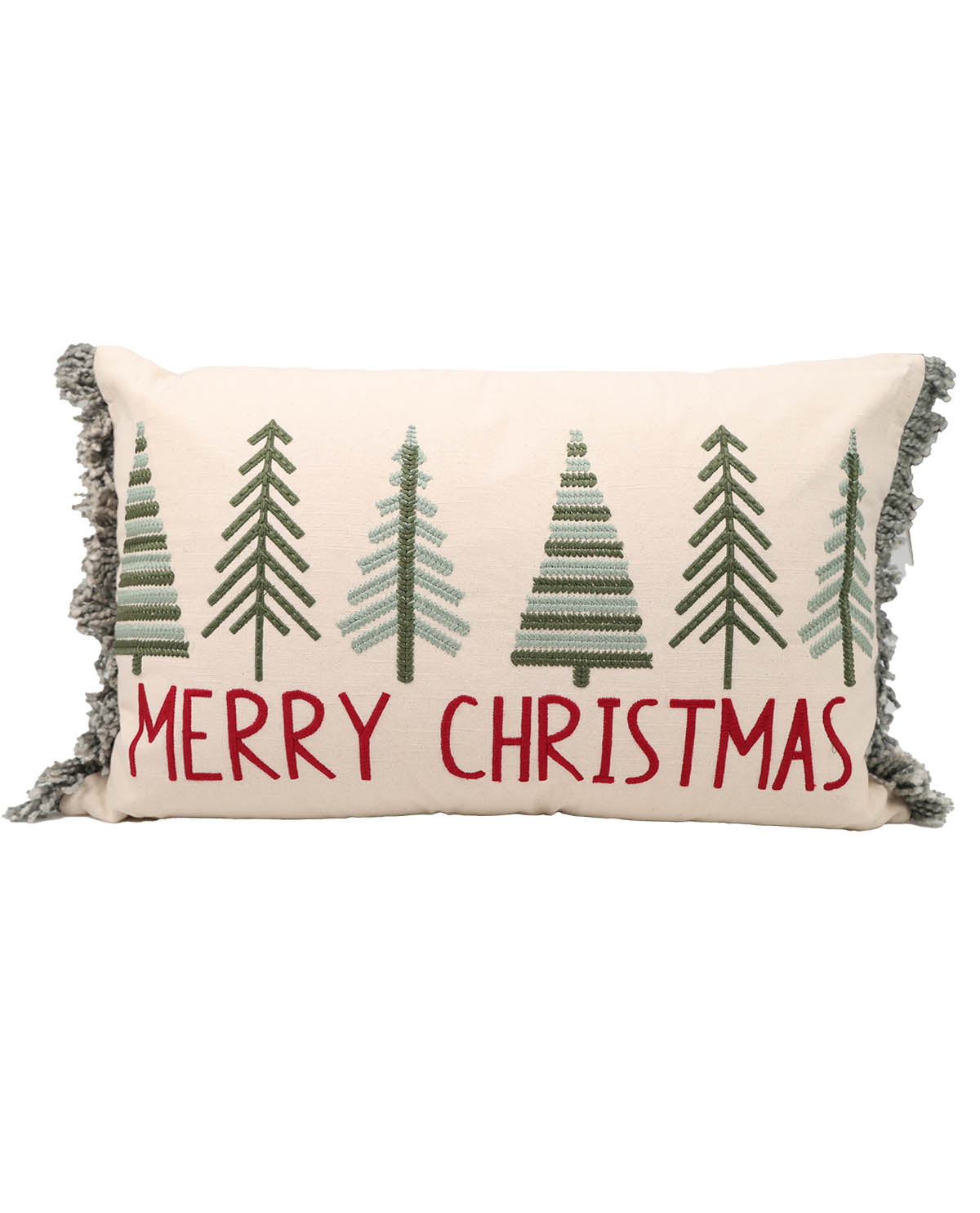 Green & Red Merry Christmas Throw Pillow