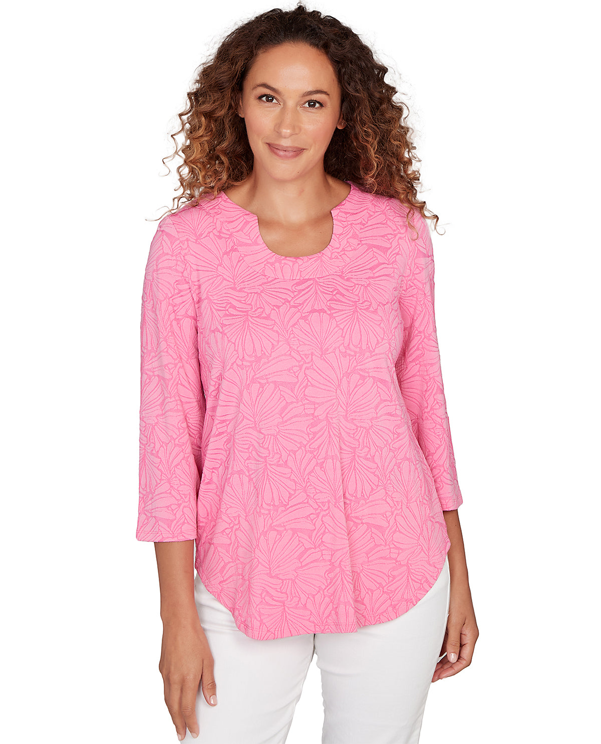 Ruby Road Cal Dreaming 3/4 Sleeve Floral Knit Top