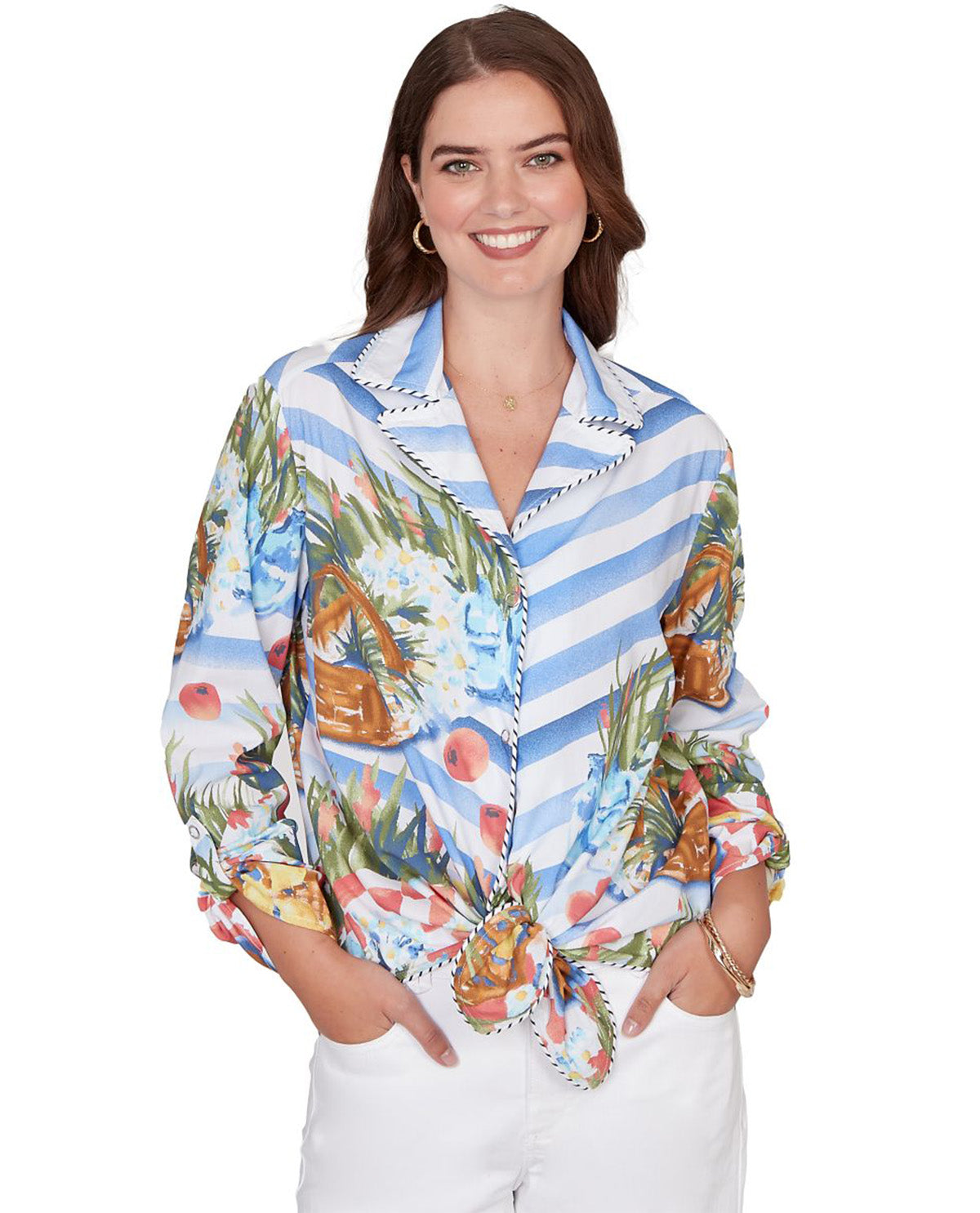 Ruby Road Picnic Tie Front Top Sea Blue