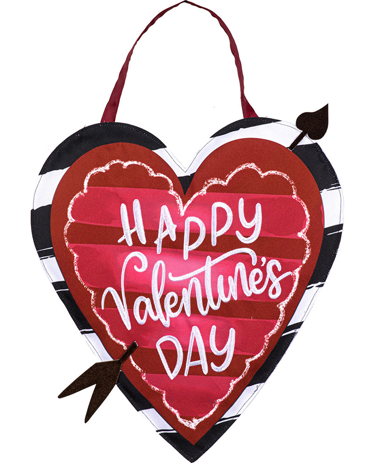Happy Valentine's Day Striped Heart Door Decor