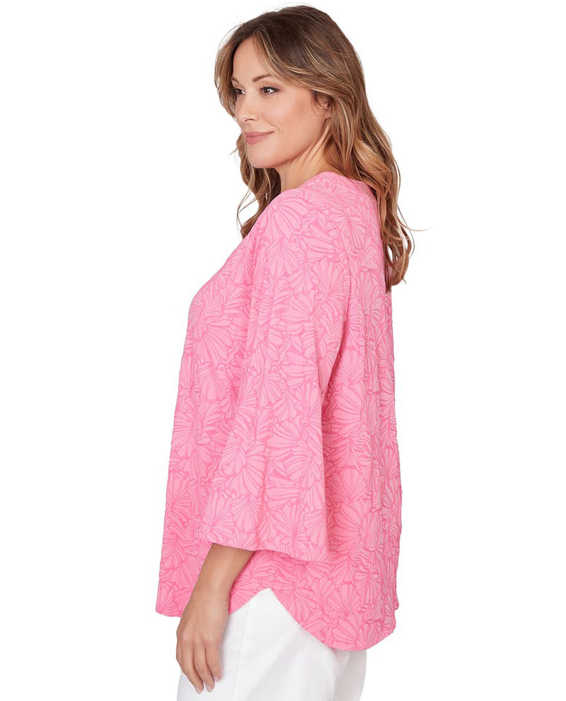 Ruby Road Textured Floral Knit Top