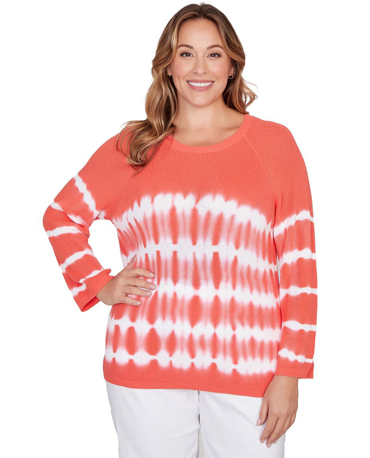 Ruby Road Tie Dye Sweater Coral
