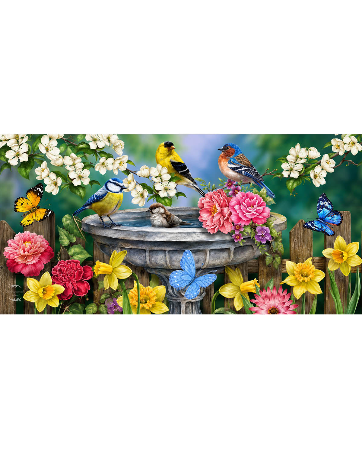Birdbath In Bloom Mini Mat