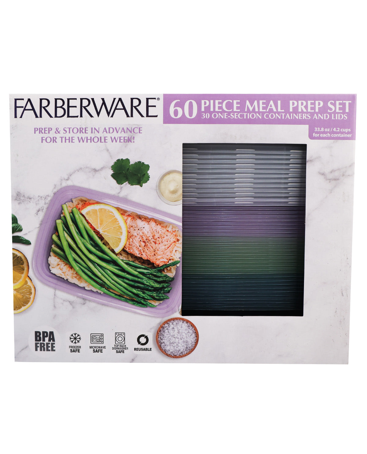 60pc Meal Prep Set - Light Purple/Sage/Slate