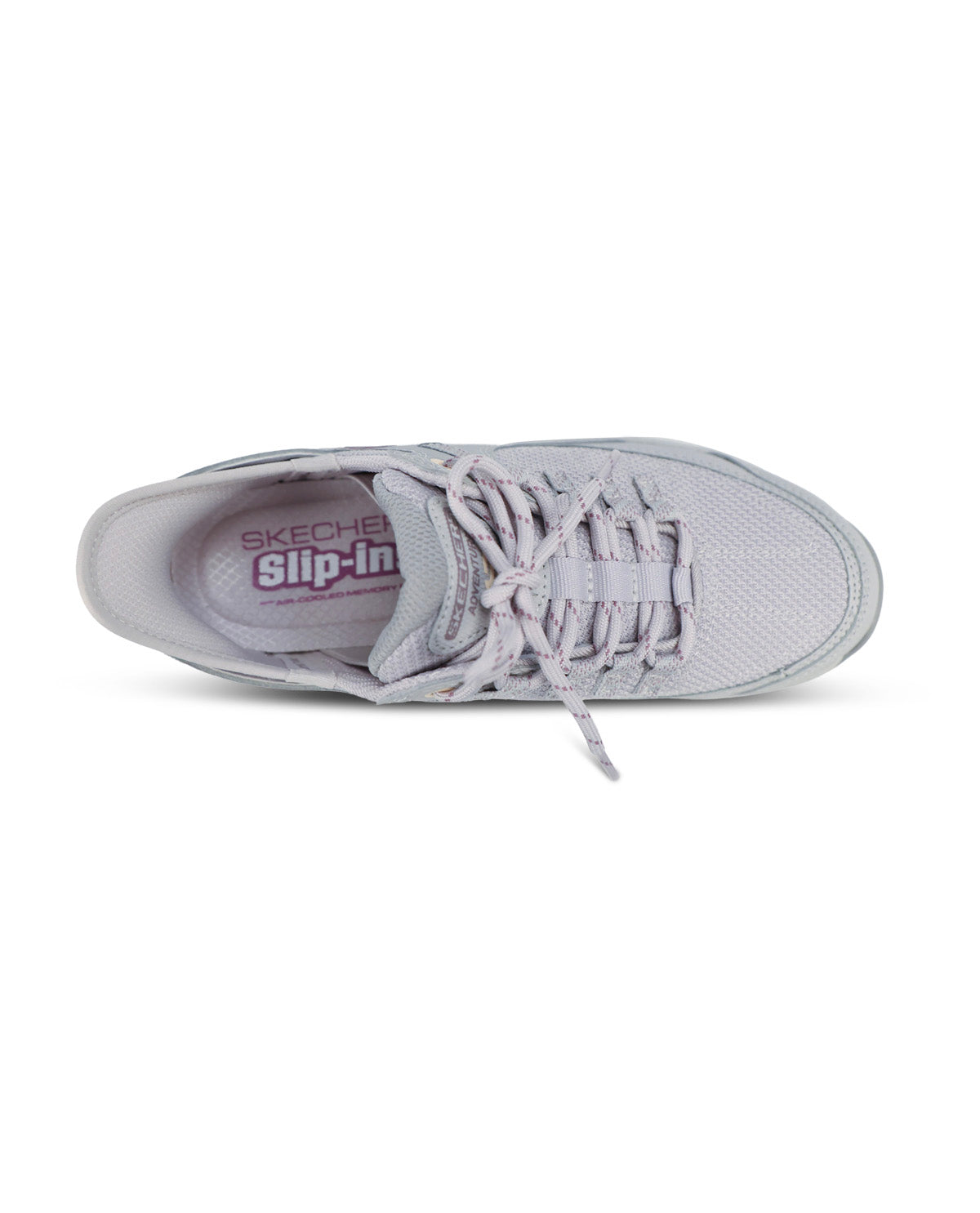 A light gray Skechers Slip-In sneaker shown from a top-down view on a white background.