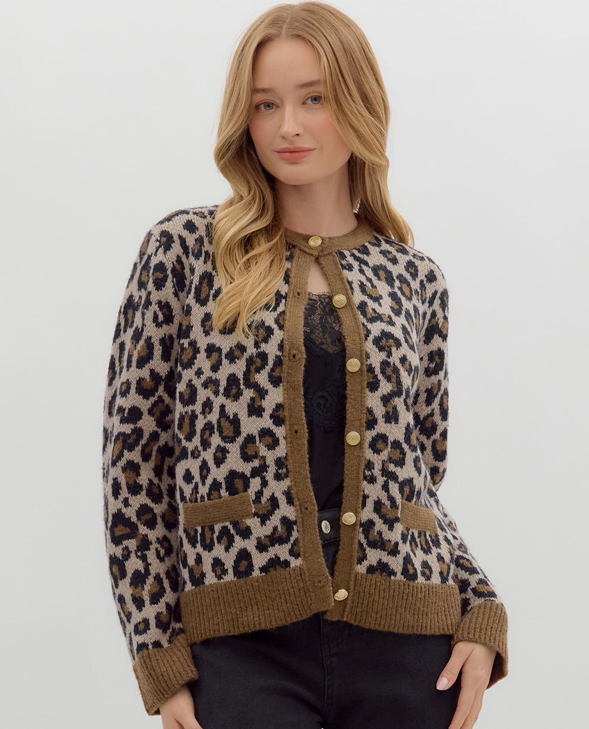 Entro Print Cardigan Sweater Animal