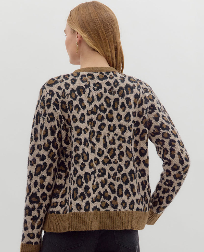 Entro Print Cardigan Sweater Animal