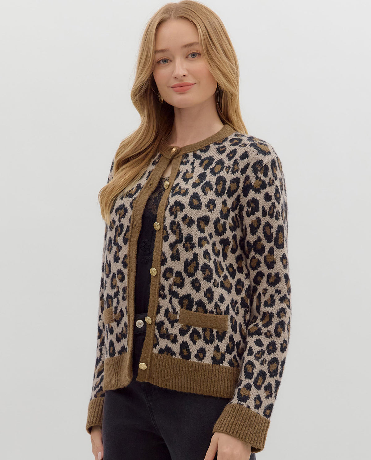 Entro Print Cardigan Sweater Animal