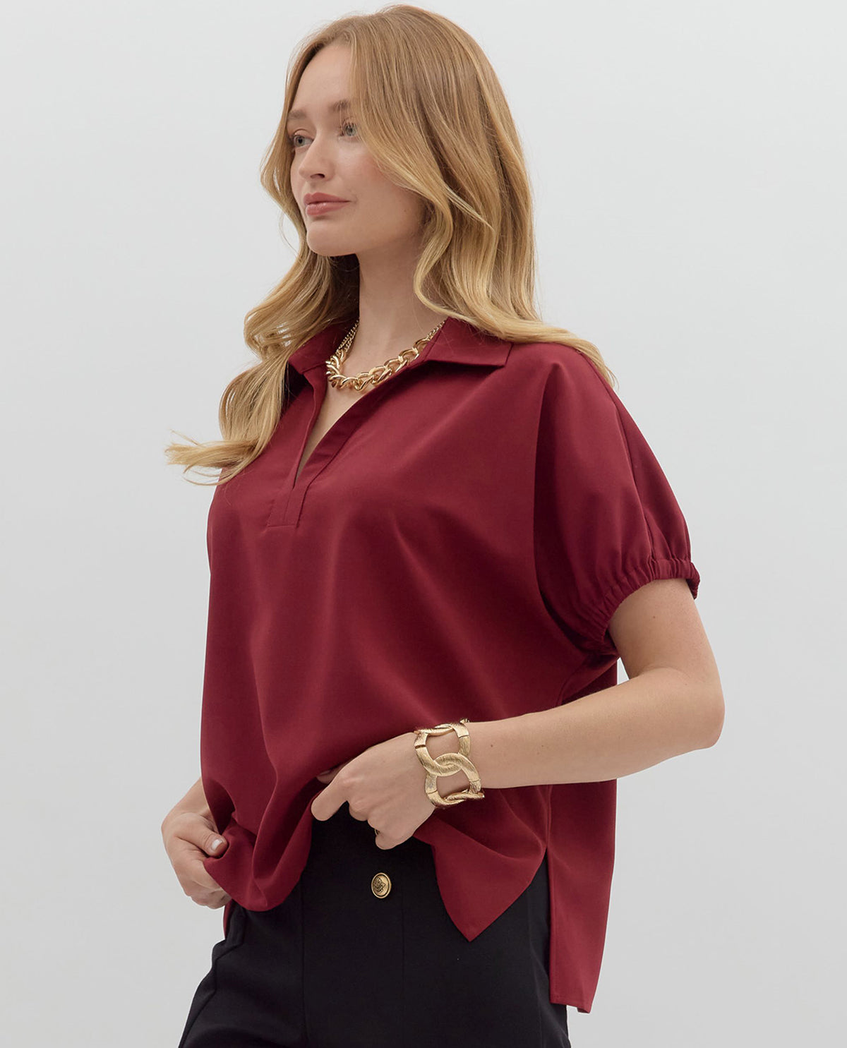 Entro Solid Collar Neck Top