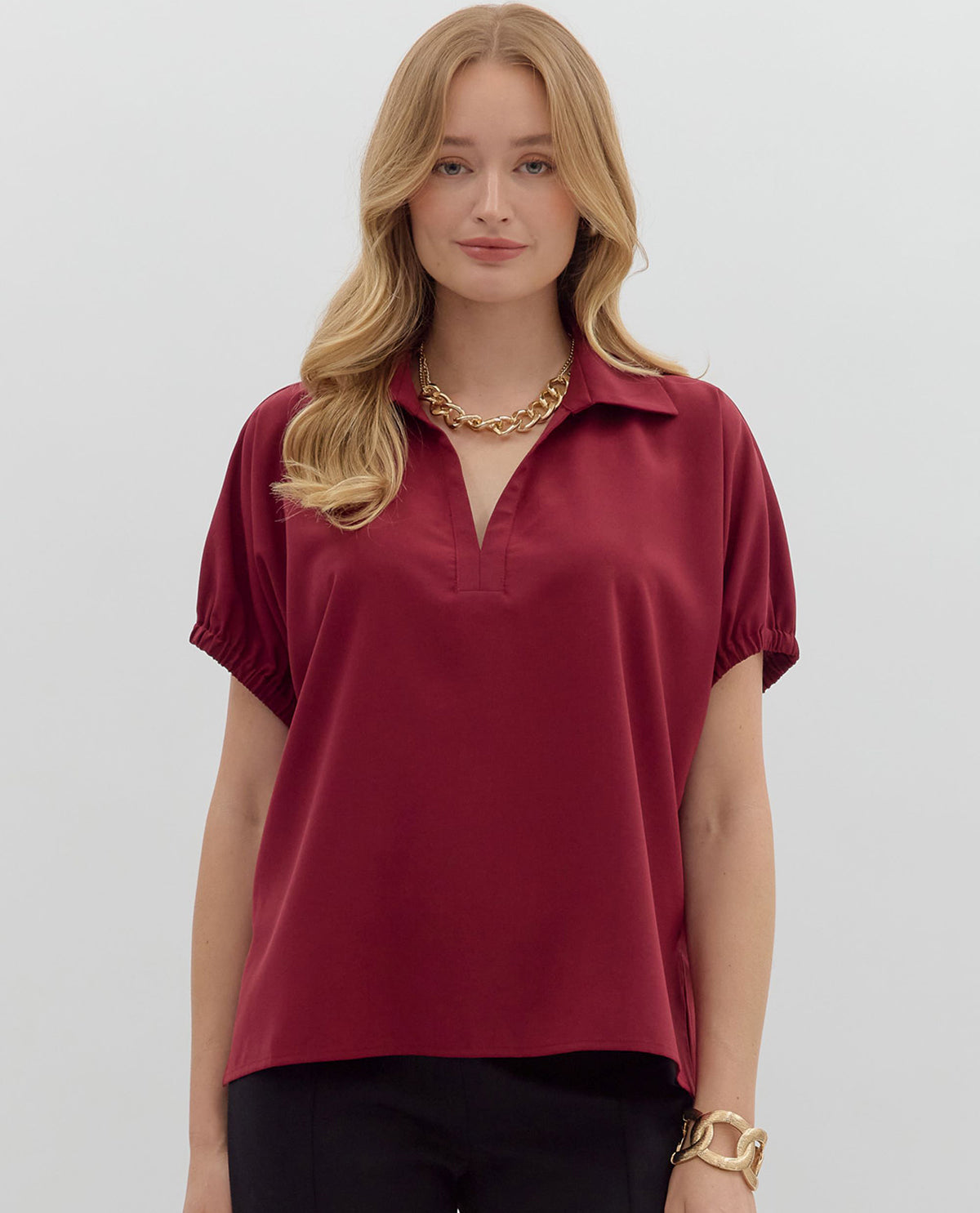 Entro Solid Collar Neck Top
