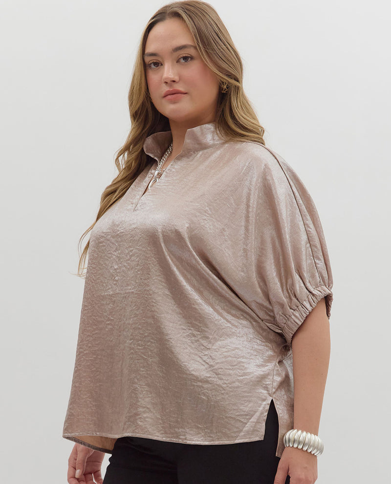 Entro Plus Solid V Neck Dolman Top