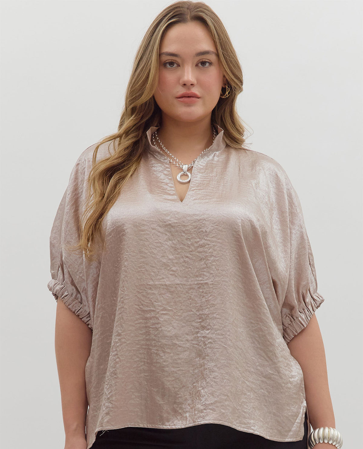 Entro Plus Solid V Neck Dolman Top