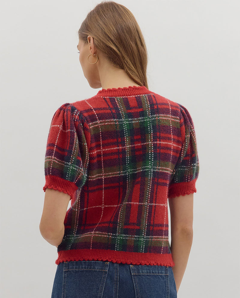 Entro Plaid Short Sleeve Sweater