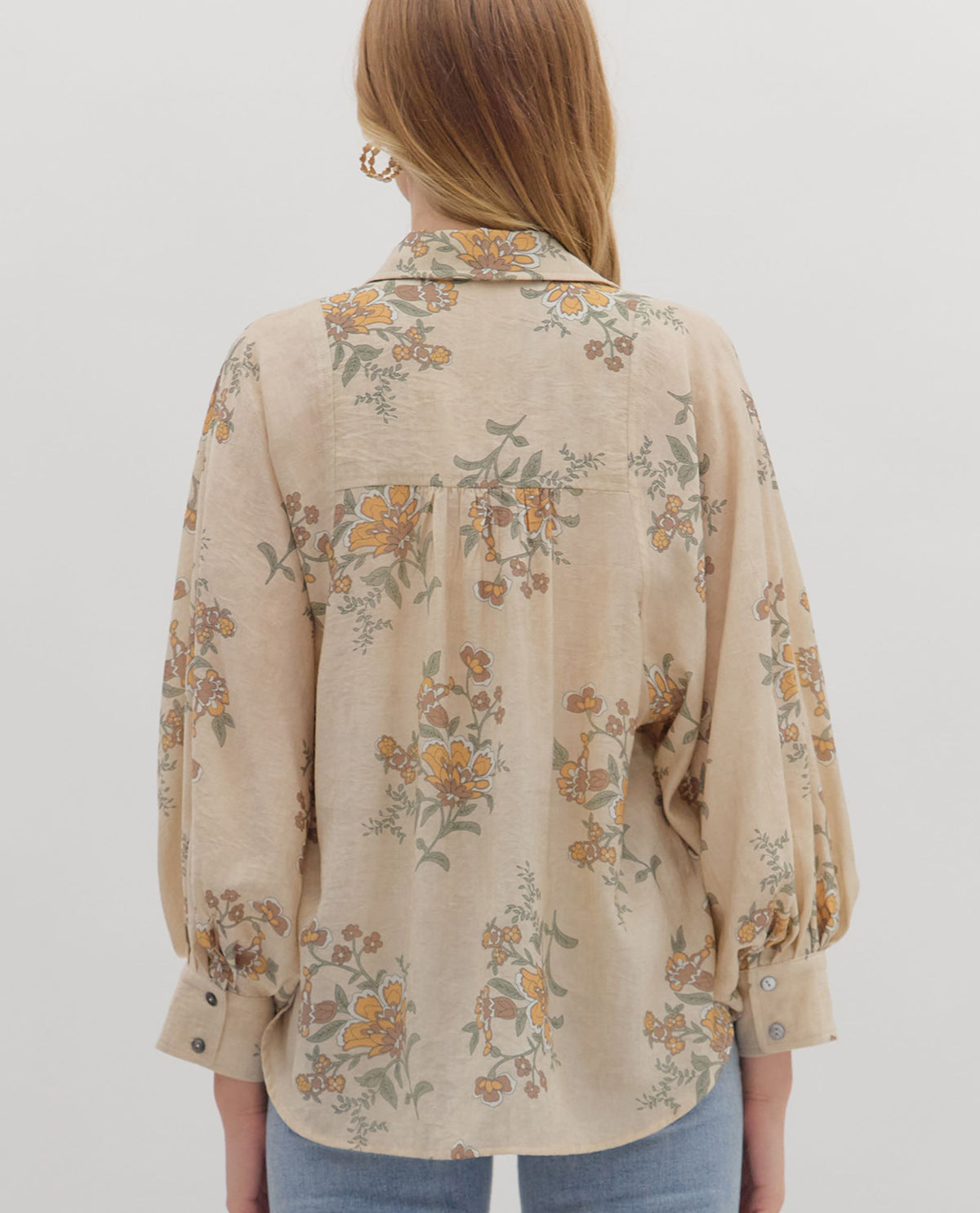 Entro Button Front Print Top
