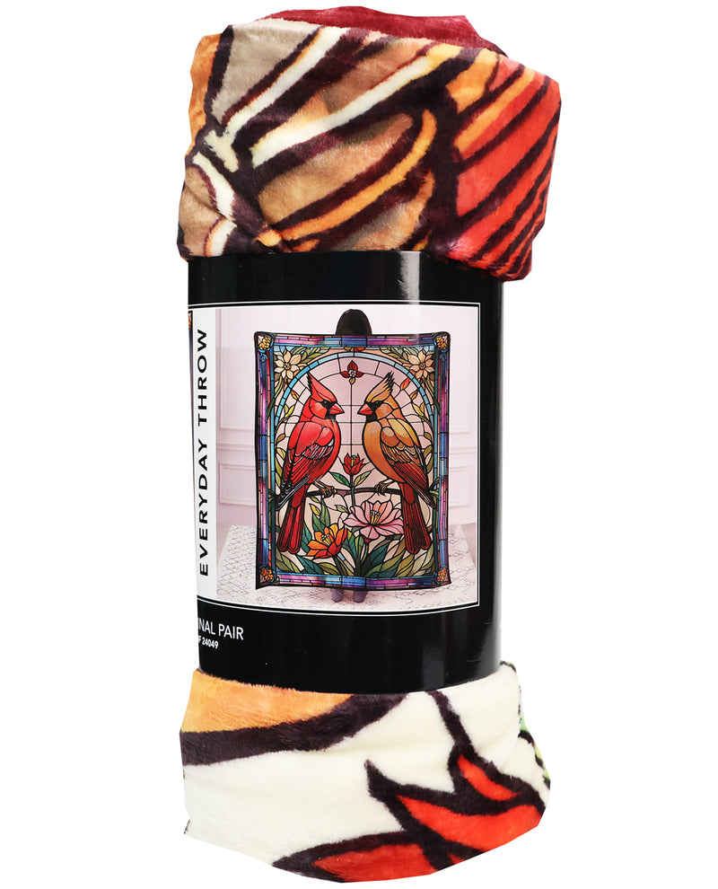 Cardinal Pair Stained Glass Throw