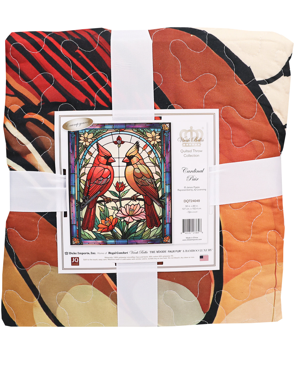 Cardinal Print Stained Glass Quilt