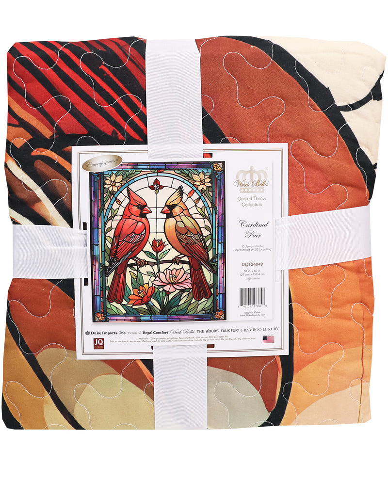 Cardinal Print Stained Glass Quilt