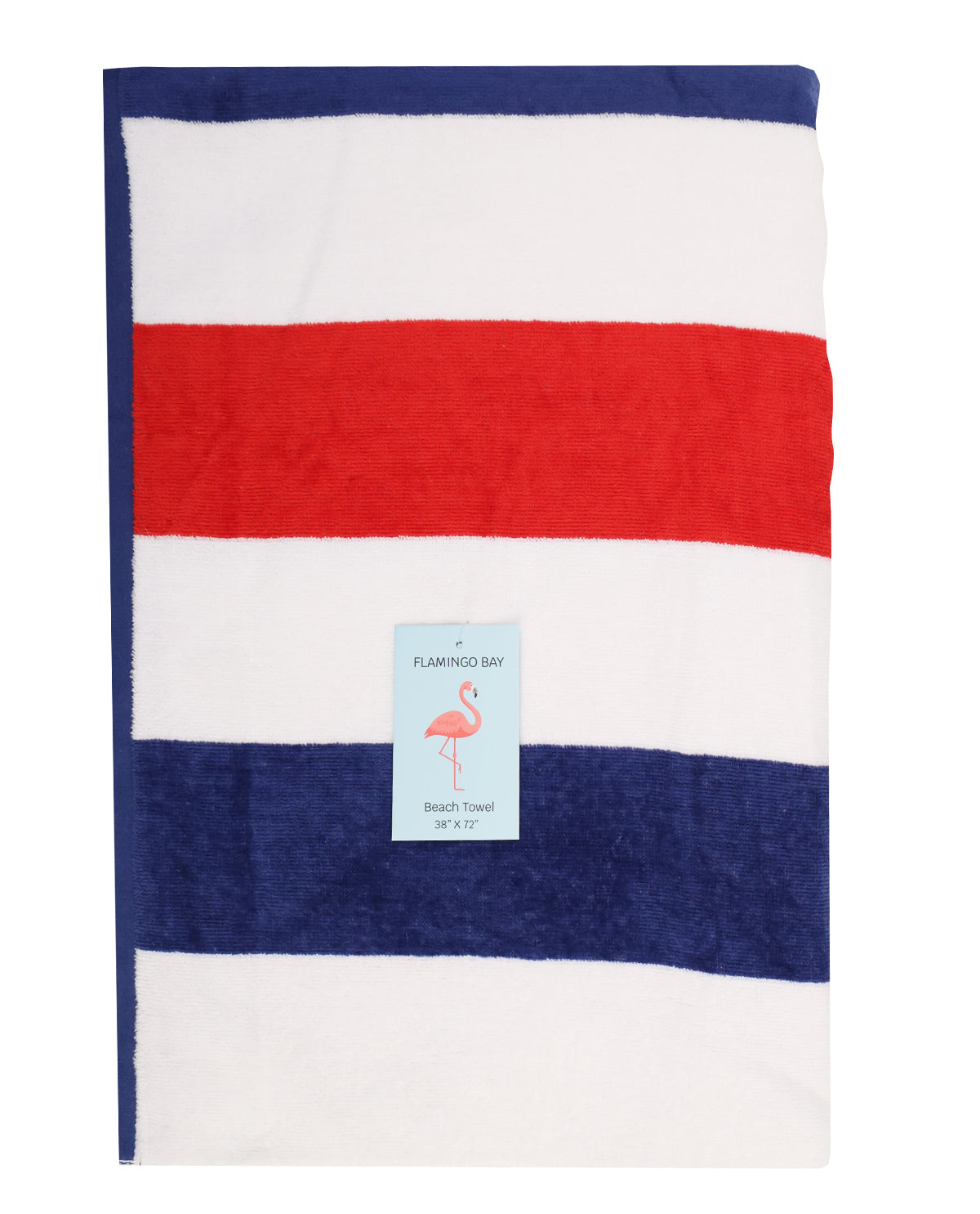 Navy And Red Stripe Beach Towel