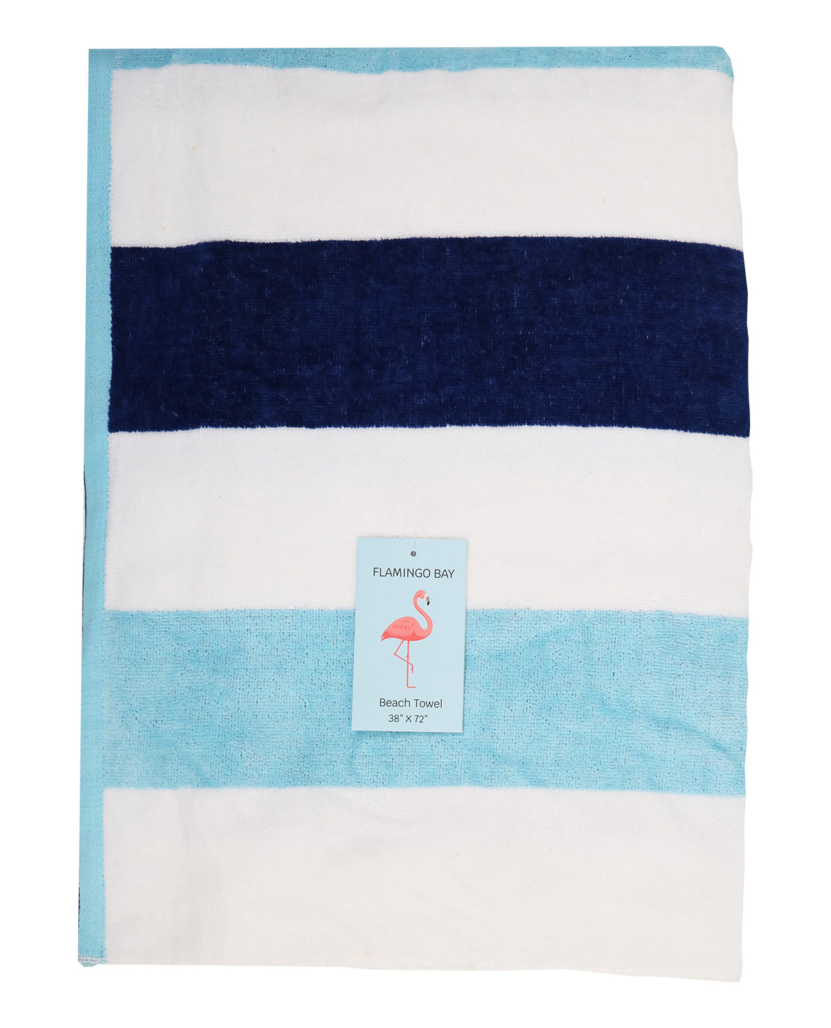 Aqua And Navy Stripe Beach Towel